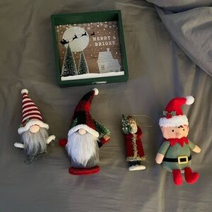 Festive Holiday Gnome and Elf Set - Red, Green, Gray